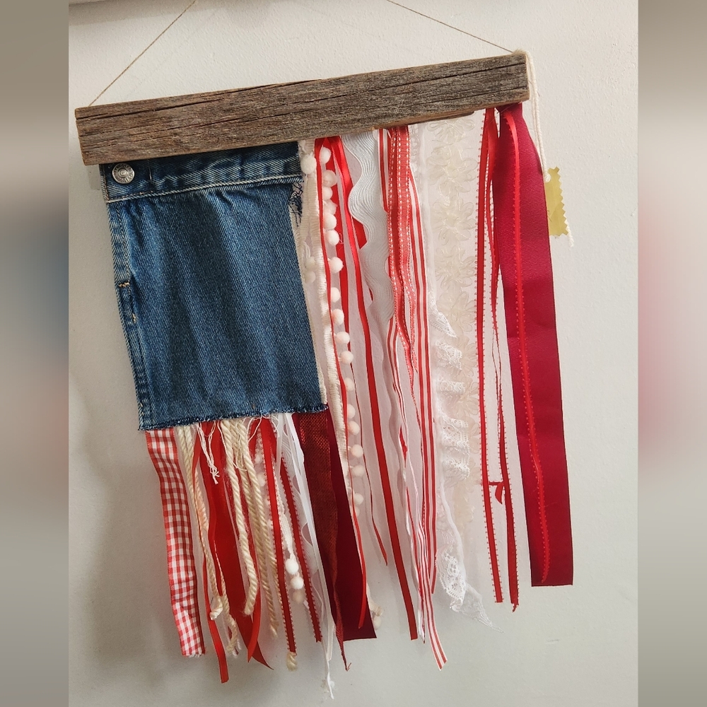 Denim and Ribbon Wall Hanging